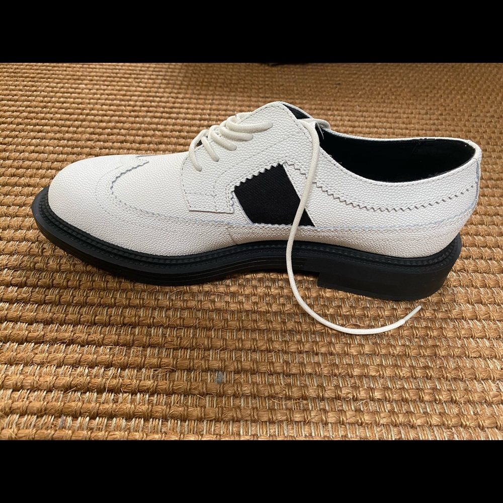 CK white leather carper dress shoe lace up sz 10